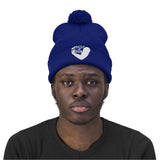 Hustle & Grow Pom Pom Beanie (Royal Blue/White)