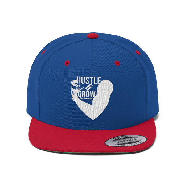 Hustle & Grow Flat Bill Hat (Royal Blue/Red/White)