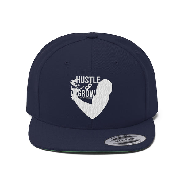 Hustle & Grow Flat Bill Hat (Navy/White)