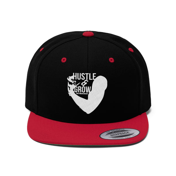 Hustle & Grow Flat Bill Hat (Black/Red/White)